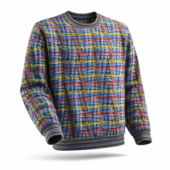 Jhane Barnes Vintage Multicolor Sweater Crew Neck Geometric Size Large Grandpa